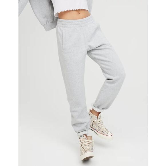 Offline by Aerie Gray Throw-Back Terry Cloth High Wait Sweatpant Joggers Small - Picture 1 of 8